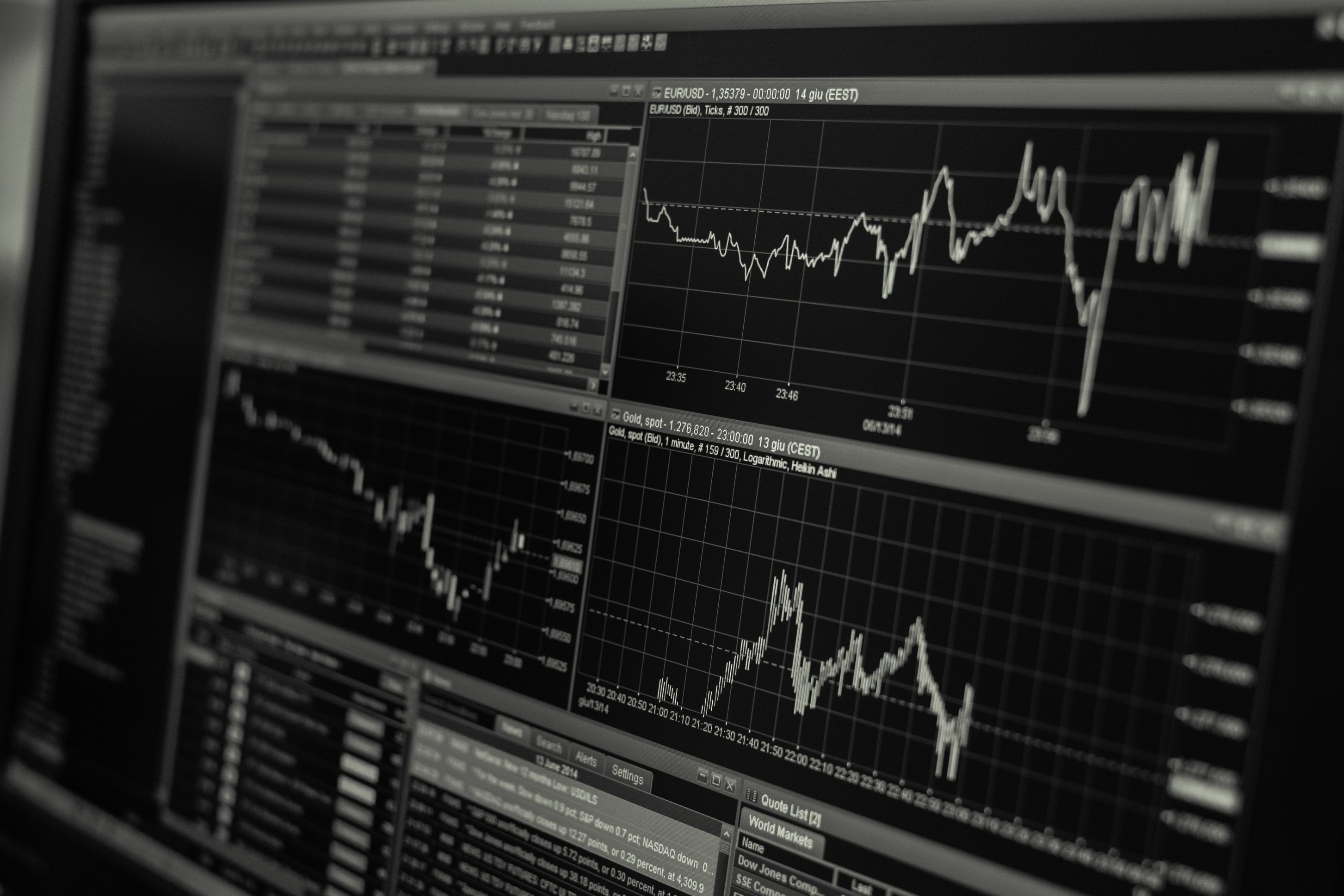 Stock Trading Monitor (Black and White)